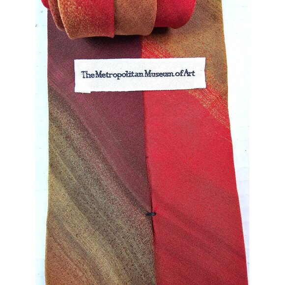 The Metropolitan Museum Of Art Silk Tie Red & Gold Gradient Pattern Mens Accesso - Picture 6 of 7